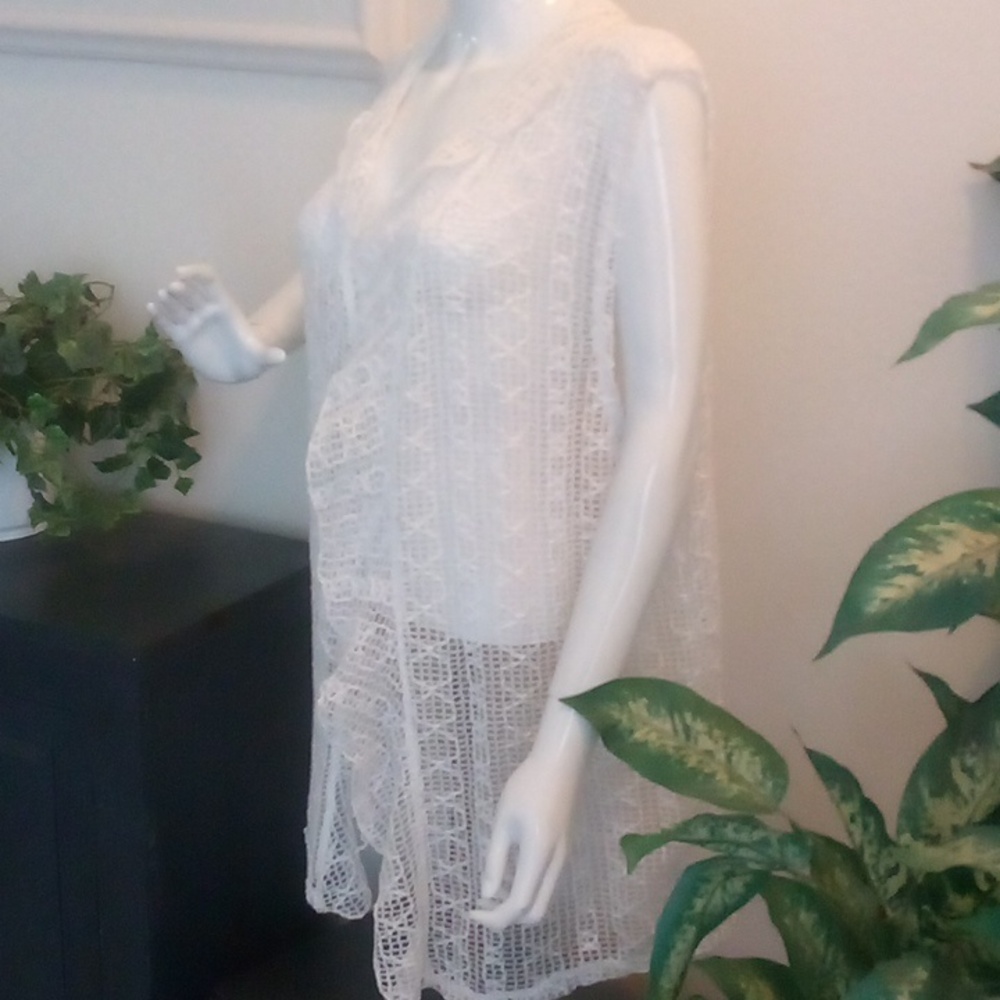 Beach/Cruise Swimsuit Cover-Up - White Lace by Keren Hart - Size XXL